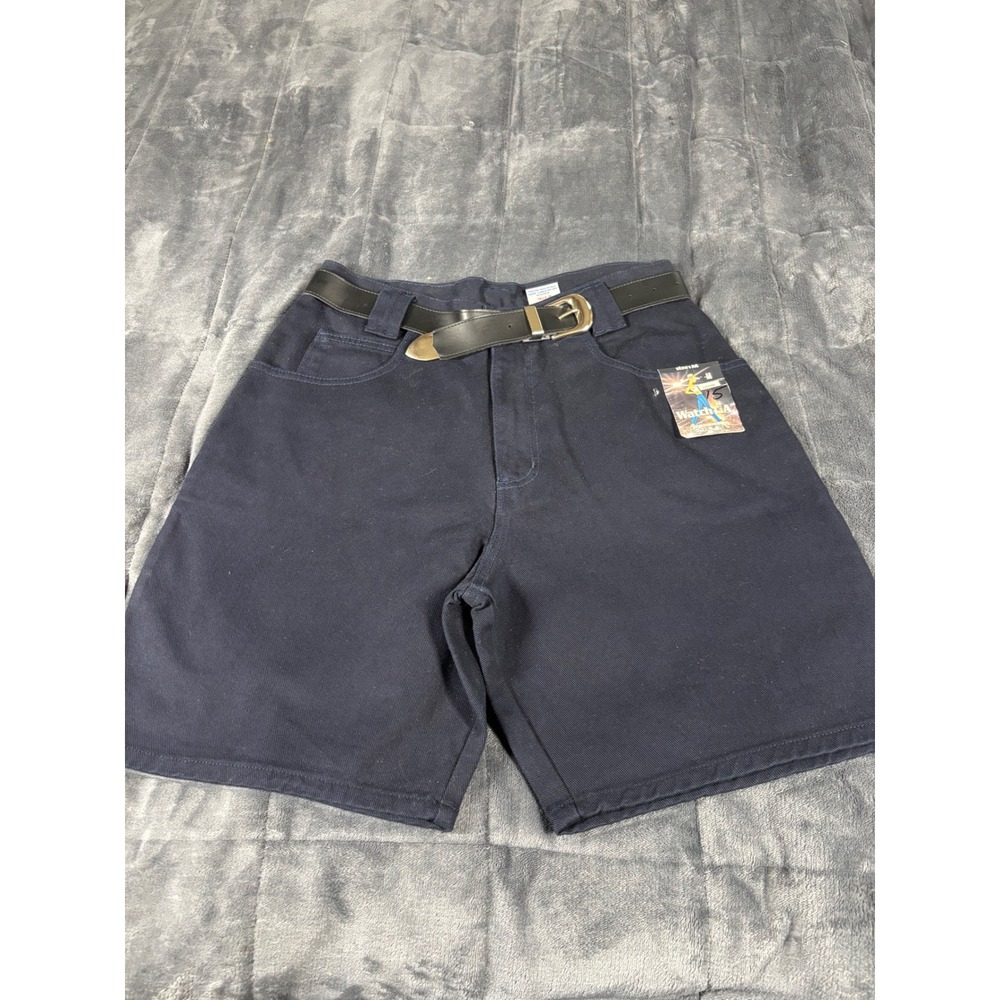 Watch LA Womens Vintage High Waisted Denim Shorts Navy Blue Belted Size M USA